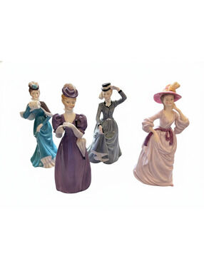 Vintage Francesca China Staffordshire England Lady Figurines (4 ) Signed 1979